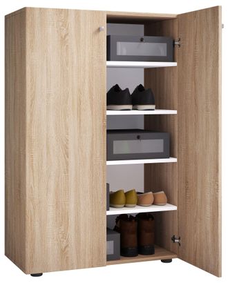 ebuy24 Gabinete De Zapato De Madera Vcm Dimensiones: Al. 110 X An. 70 X T. 39 Cm Gabinete Todo Uso 5 Compartimentos 2 Puertas Giratorias - Lona (sonoma Roble
