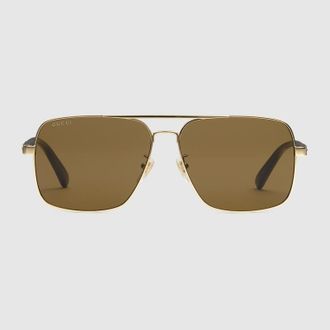 Gucci Navigator Frame Sunglasses, Gold
