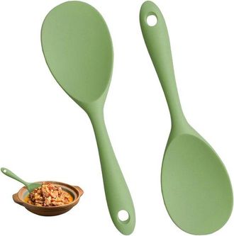 OEM Cucharas De Silicona Para Servir, 2 Unidades, Antiadherentes, Para Pur&eacute; De Patatas, Arroz, Sushi Y Huevos Revueltos (verde, 22 X 6 Cm)