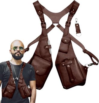 Generic Anti-Theft Harness - Medieval Vintage Mobile Phone Bag, Adjustable Security Pad Bag | Underarm Strap Purse Bag, Leisure Double Shoulder Bag for Mobile