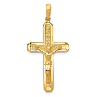 Diamond2Deal 14k Yellow Gold Polished Crucifix Pendant