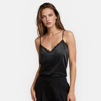 La Redoute Collections Satijnen topje met dunne bandjes en kant