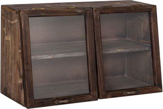 Wanderlust Deco Vitrina de madera con 2 puertas de cristal y 1 balda 60x25x35h cm