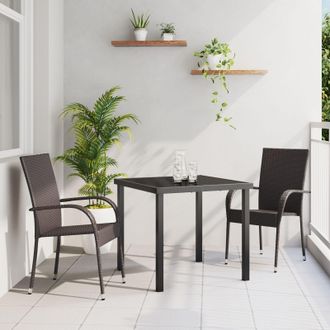 Berkfield Home 3 Piece Garden Dining Set Brown Poly Rattan