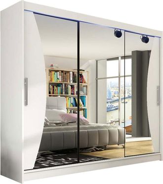 Mirjan24 Armario Closico 120, Blanco, 215x250x58cm, Puertas De Armario: Correderas, N&uacute;mero De Estantes: 0, Led