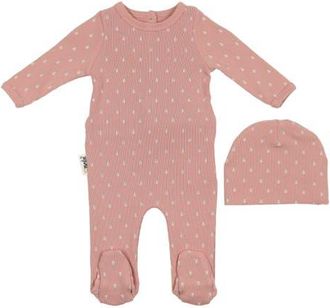 Maniere Rib Pineapple Footie & Hat Set in Salmon at Nordstrom, Size Newborn
