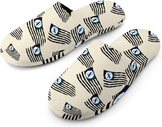 Generic Suicide Prevention U.S. Flag Flannel Mens Slip-on Slippers Winter Warm House Shoes with Rubber Sole for Home Hotel