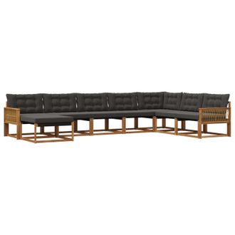 vidaXL Conjunto De Sof&aacute;s De Exterior Con Coj&iacute;n 8 Pcs Natural Y Negro Vidaxl