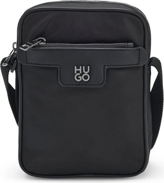 HUGO BOSS Gestructureerde Reporter Tas met Gunmetal Hardware - Heren - Schoudertassen - Zwart - ONE Size - Polyester - Tassen