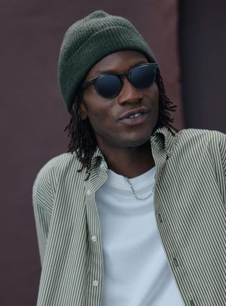 Le 31 Mens Ribbed 100% merino wool Tuque Hat