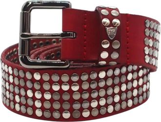 HTC Bordeaux Leather Belt with Iconic Studs and Metal Buckle