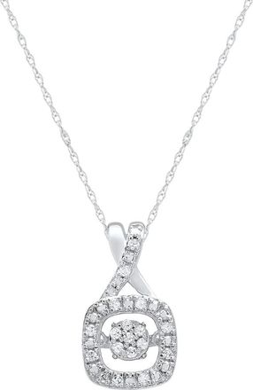 MAX + STONE 925 Sterling Silver Natural XoXo Dancing Diamond Pendant Necklace 1/10 Carat