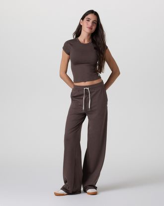 Vuori Clothing Halo Essential Wideleg Pants | Java Heather | XS, Size Extra Small
