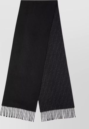 Fendi cashmere wool fringed logo-jacquard scarf