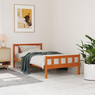 vidaXL Estructura De Cama Sin Colch&oacute;n Madera Maciza Marr&oacute;n 75x190 Cm Vidaxl