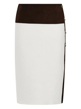 Ferragamo contrasting-panel buckled mini skirt - women - Virgin Wool/Polyamide/Elastane - M - White