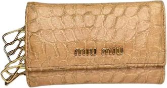 Miu Miu Pre-owned Accessories, female, Beige, Size: ONE SIZE Pre-owned Leather Key Holder