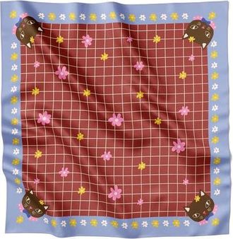 Centinelle Chat au Chocolat Silk Medium Square Scarf in Red at Nordstrom