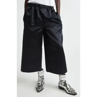Comme Des Gar&ccedil;ons Crop Satin Wide Leg Pants in Black at Nordstrom, Size X-Small