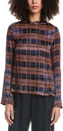 3.1 Phillip Lim Hester Plaid Devore High Neck Silk-Blend Top