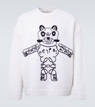 Loewe x Louis Wain - Pullover in lana con ricamo