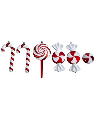 Nearly Natural Assorted Candy Cane Holiday Christmas Deluxe Shatterproof Ornament Set Of 6