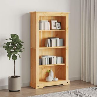 Berkfield Home 4-Tier Bookcase Mexican Pine Corona Range 81x29x150 cm in Brown | Size: 81 x 29 x 150 cm