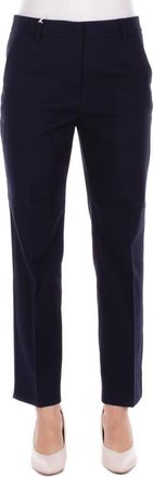 Max Mara Cropped Broeken - Dames - Slim Fit Broeken - Blauw - L - Katoen - Broeken