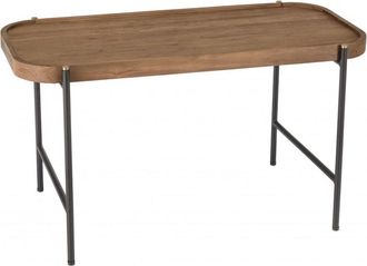 Macabane Mesa de centro ovalada de madera de teca reciclada de 85 cm