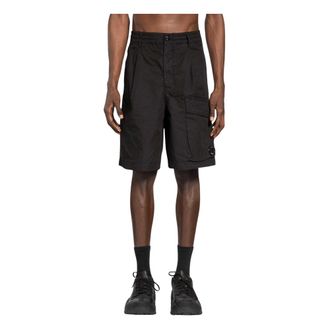 C.P. Company Long Shorts, male, Black, Size: XL Microreps Boxy Lens Shorts