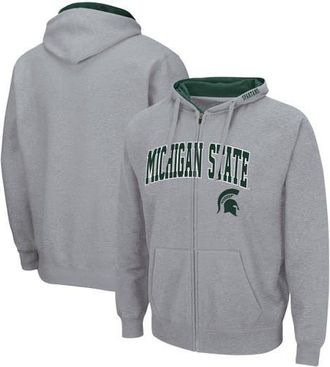 Colosseum Mens Colosseum Heathered Gray Michigan State Spartans Arch & Logo 3.0 Full-Zip Hoodie in Heather Gray at Nordstrom, Size Xxx-Large