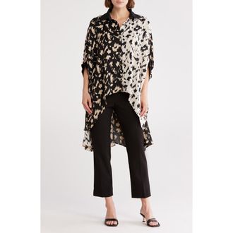 Patrizia Luca Oversize Two-Tone Button-Up Shirt in Black at Nordstrom Rack