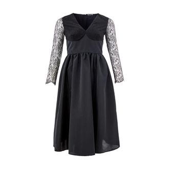 Lardini Lange Jurk met Kantdetails - Dames - Casual kleedjes - Zwart - S - Kleedjes