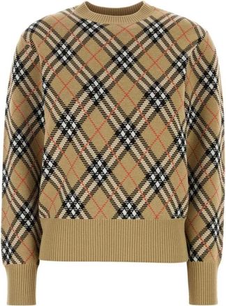Burberry Argyle Pattern Crewneck Sweater - Dames - Ronde hals truien - Beige - L - Truien & Vesten