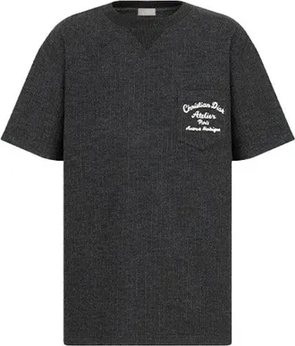 Dior Mens DIOR SS22 Alphabet Printing Round Neck Short Sleeve Gray T-Shirt 213J637A0739-C870