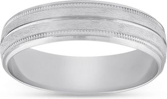 Pompeii3 Platinum 5mm Brushed Ring Mens Hand Carved Wedding Band