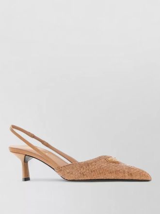 Prada leather kitten heel slingback mules pointed toe