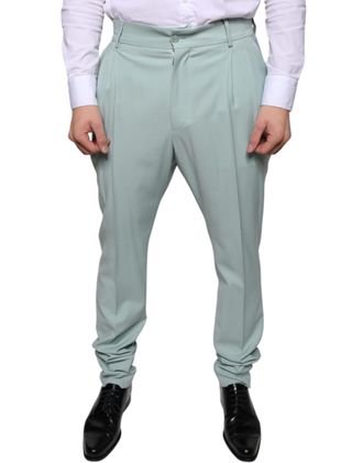 Dolce & Gabbana Mens Mint Green Cotton Dress Pants Elastane