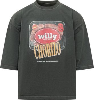 Willy Chavarria Especial Chorizo T-shirt met korte mouwen - Heren - T-shirts - Zwart - M - Katoen - Tops