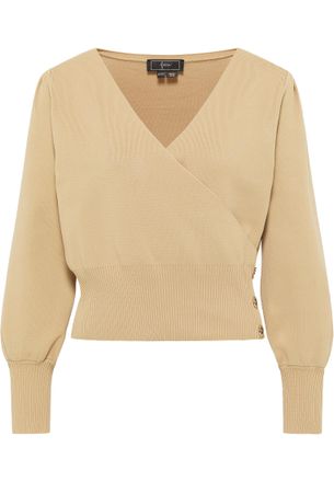 Faina Gebreide trui Dames Kameel