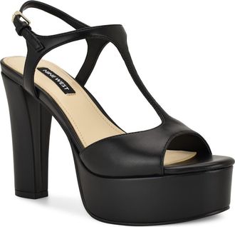 Nine West Naini Ankle Strap Platform Sandal in Black at Nordstrom, Size 7.5