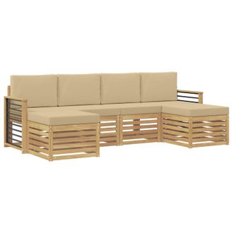 vidaXL Juegos De Sof&aacute;s Con Coj&iacute;n 6 Pcs Y Beige Poli&eacute;ster Vidaxl
