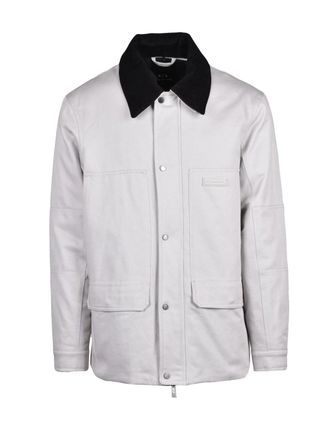 A|X Armani Exchange White Cotton Denim Jacket