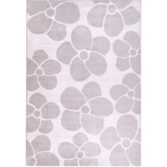 Beliani Area Rug Beige Fabric 140 x 200 cm Flower Pattern Living Room Bedroom Anti-Slip Bottom for Underfloor Heating AKYAKA
