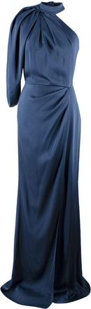 DAVID KOMA Navy Satin Halterneck Gown Size XS