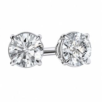 Grown Brilliance 1/2 Carat Round Lab Grown Diamond Stud Earrings in Sterling Silver, Push Back, G+ Color, SI Clarity, Prong Set