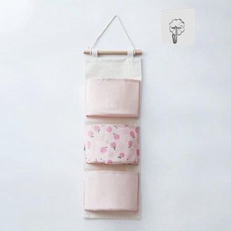 No Brand Bolsa Colgante Multifuncional De Algod&oacute;n Para El Armario, Fabricada En Lino Impermeable, Con 3 Compartimentos, Apta Para Dormitorios Y Ba&ntilde;os (rosa)