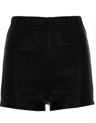 Rick Owens Black Leather Solid Shorts