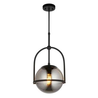 Netlighting Trieste Globe Pendant Ceiling Light Matt Black Smoked Mirror Glass