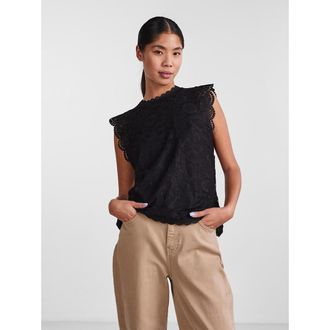 Pieces Mouwloze blouse, in kant